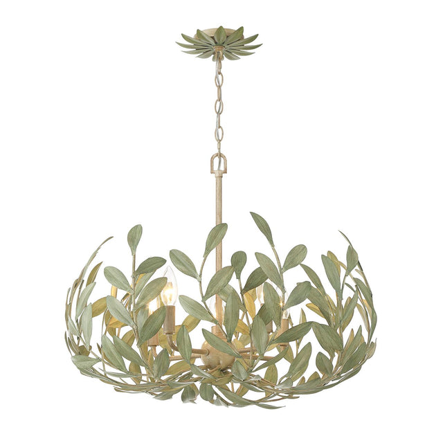 Crystorama Broche 5 Light Champagne Green Tea Chandelier
