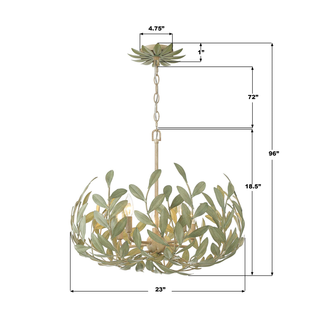 Crystorama Broche 5 Light Champagne Green Tea Chandelier