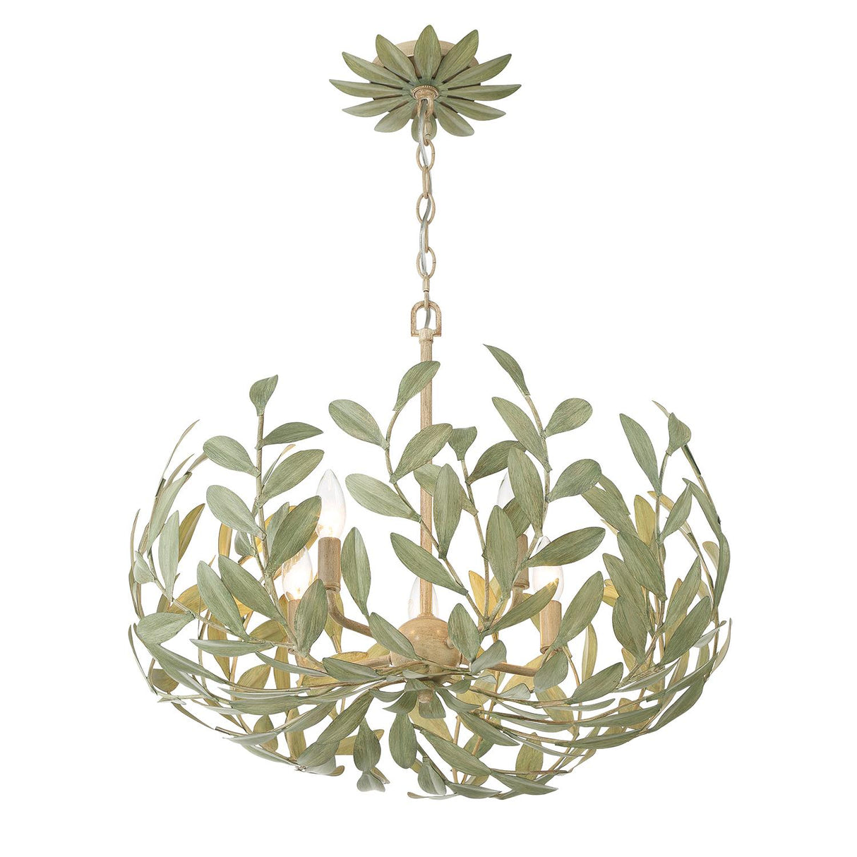 Crystorama Broche 5 Light Champagne Green Tea Chandelier