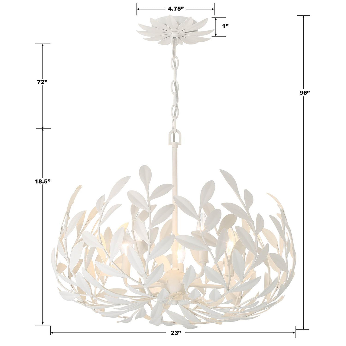 Crystorama Broche 5 Light Matte White Chandelier