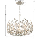 Crystorama Broche 5 Light Antique Silver Chandelier