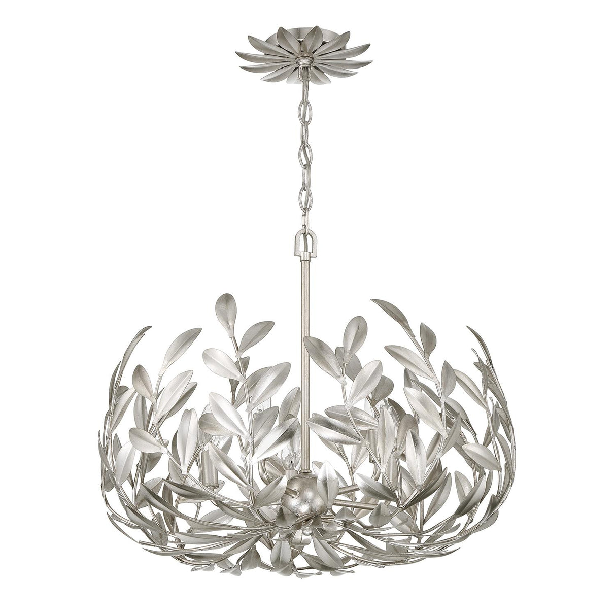 Crystorama Broche 5 Light Antique Silver Chandelier