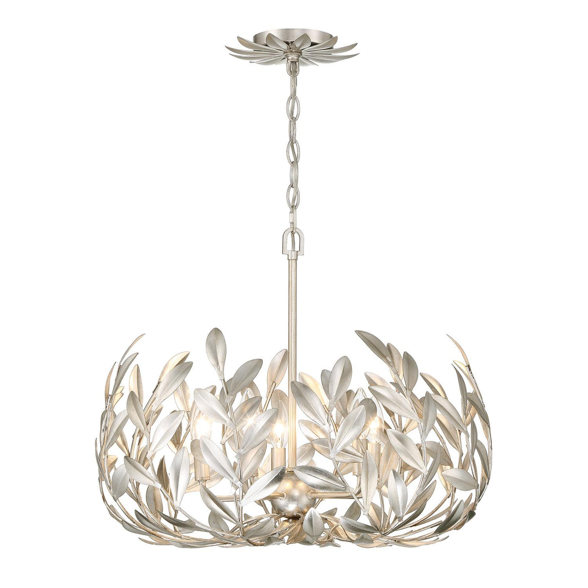 Crystorama Broche 5 Light Antique Silver Chandelier