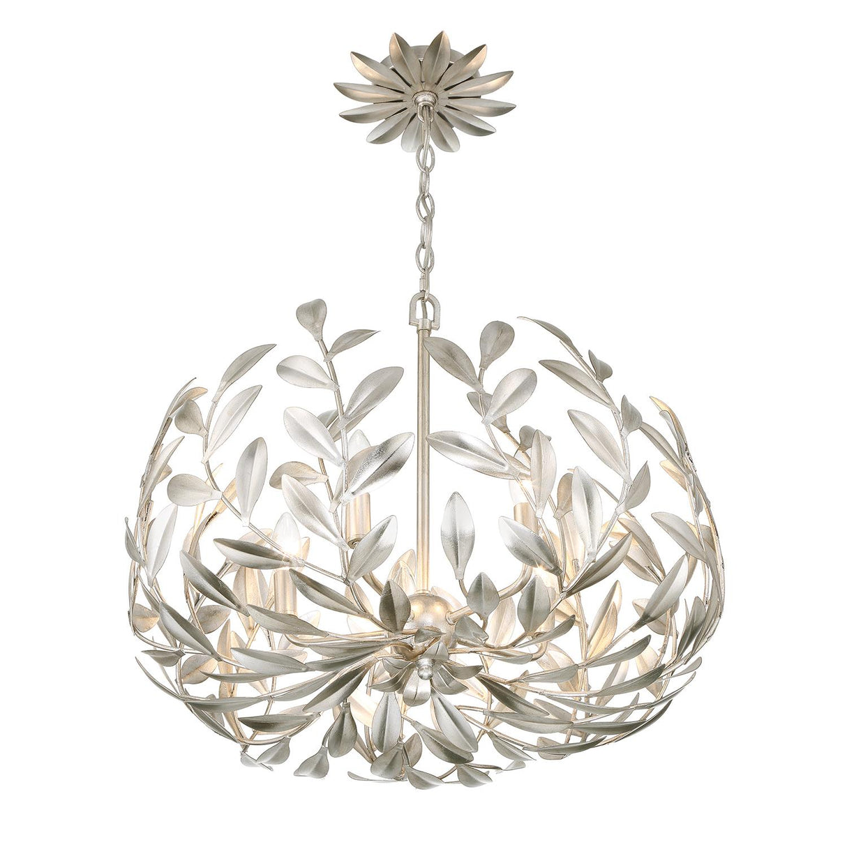 Crystorama Broche 5 Light Antique Silver Chandelier