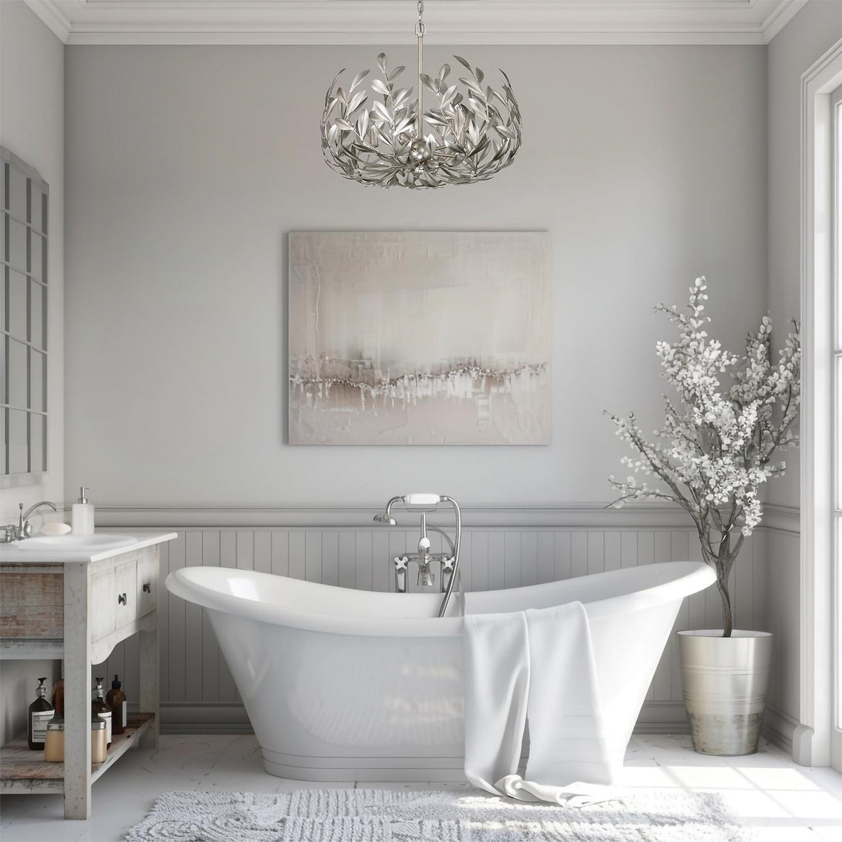 Crystorama Broche 5 Light Antique Silver Chandelier