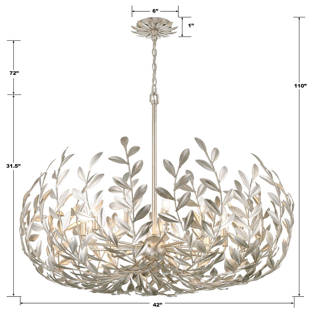 Crystorama Broche 12 Light Antique Silver Chandelier