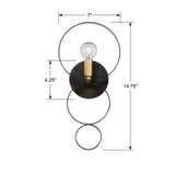 Crystorama Luna 1 Light English Bronze + Antique Gold Sphere Sconce
