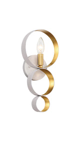 Crystorama Luna 1 Light Matte White + Antique Gold Sphere Sconce