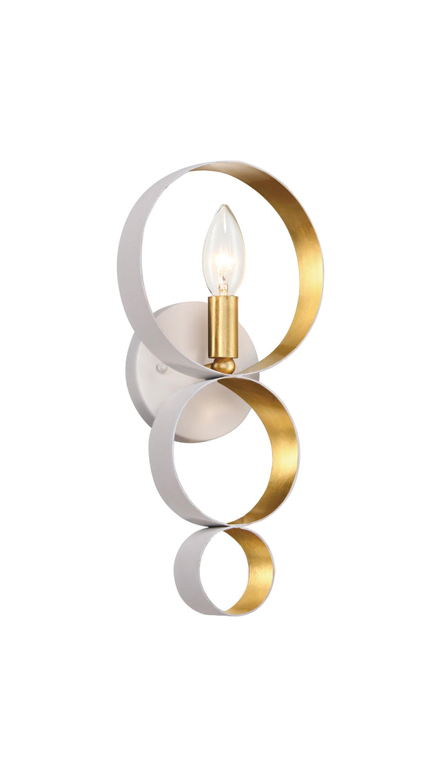 Crystorama Luna 1 Light Matte White + Antique Gold Sphere Sconce