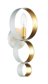 Crystorama Luna 1 Light Matte White + Antique Gold Sphere Sconce