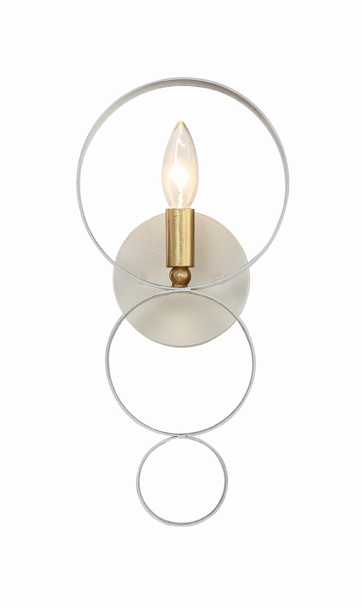 Crystorama Luna 1 Light Matte White + Antique Gold Sphere Sconce