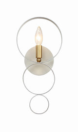 Crystorama Luna 1 Light Matte White + Antique Gold Sphere Sconce