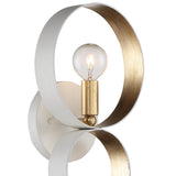 Crystorama Luna 1 Light Matte White + Antique Gold Sphere Sconce