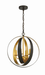 Crystorama Luna 4 Light English Bronze + Antique Gold Sphere Chandelier