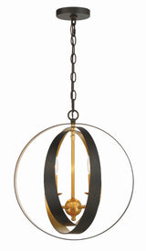 Crystorama Luna 4 Light English Bronze + Antique Gold Sphere Chandelier