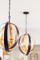 Crystorama Luna 4 Light English Bronze + Antique Gold Sphere Chandelier