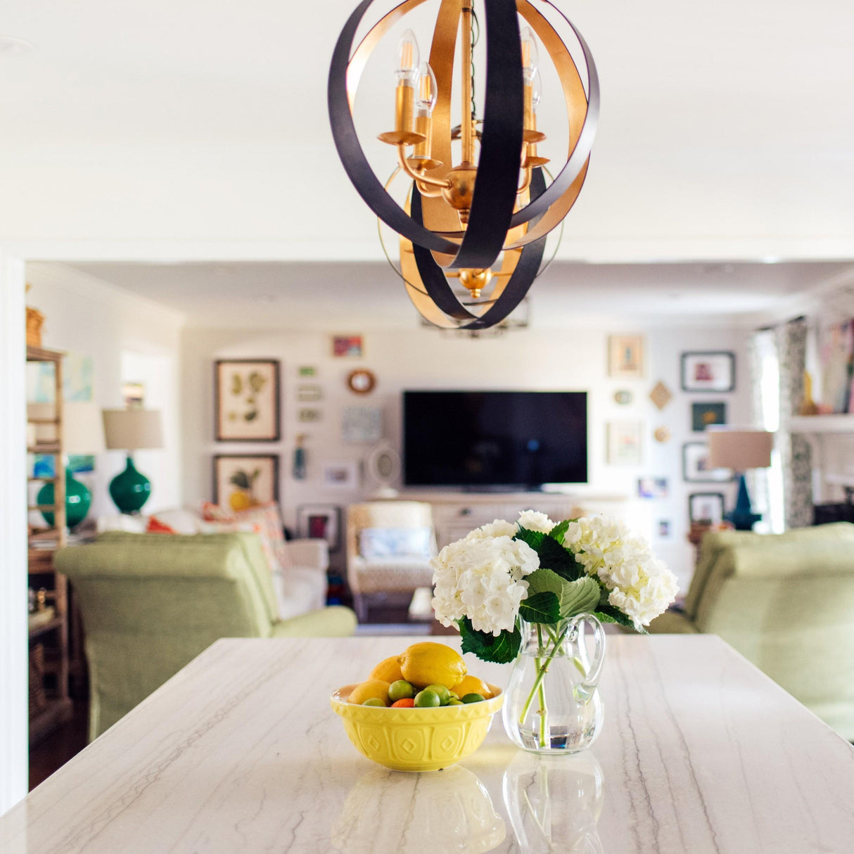 Crystorama Luna 4 Light English Bronze + Antique Gold Sphere Chandelier