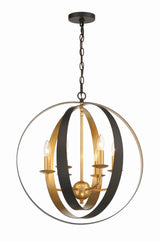 Crystorama Luna 6 Light English Bronze + Antique Gold Sphere Large Chandelier