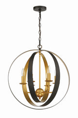 Crystorama Luna 6 Light English Bronze + Antique Gold Sphere Large Chandelier
