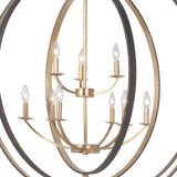 Crystorama Luna 9 Light English Bronze + Antique Gold Chandelier