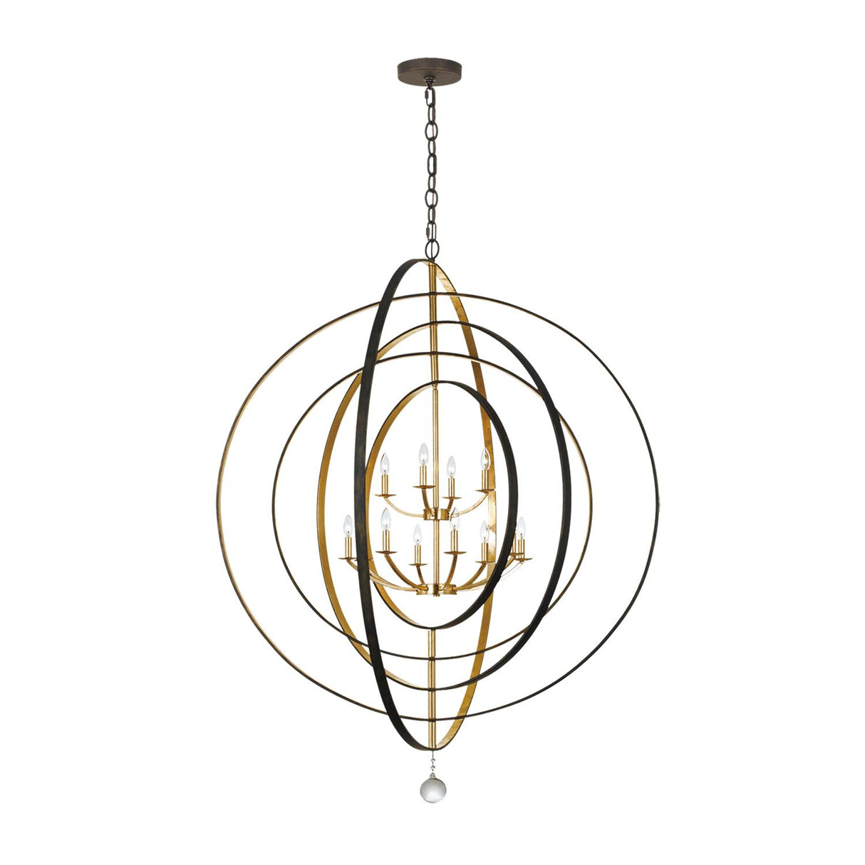 Crystorama Luna 12 Light English Bronze + Antique Gold Chandelier