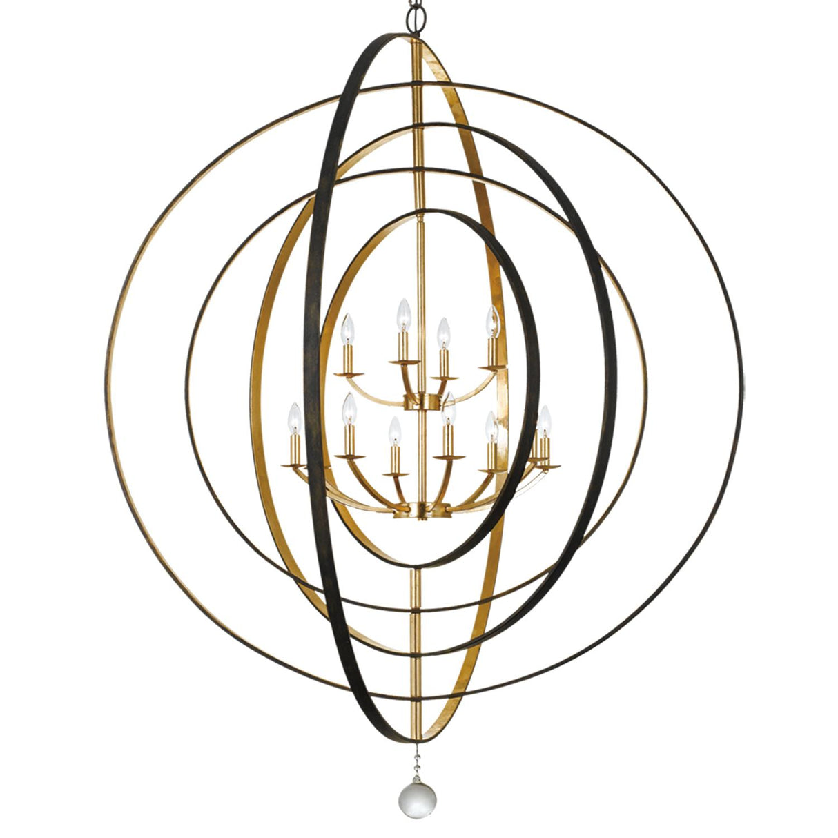 Crystorama Luna 12 Light English Bronze + Antique Gold Chandelier