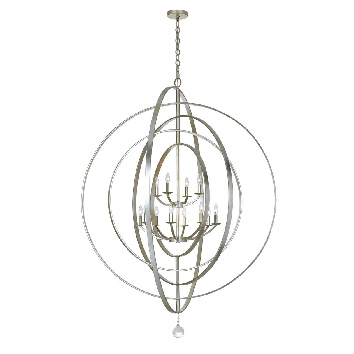 Crystorama Luna 12 Light Antique Silver Sphere Chandelier