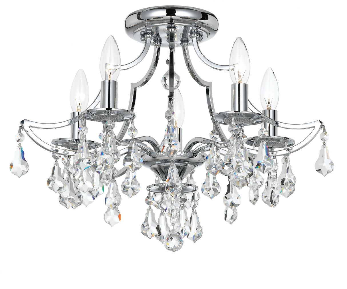 Crystorama Cedar 5 Light Polished Chrome Semi Flush Mount