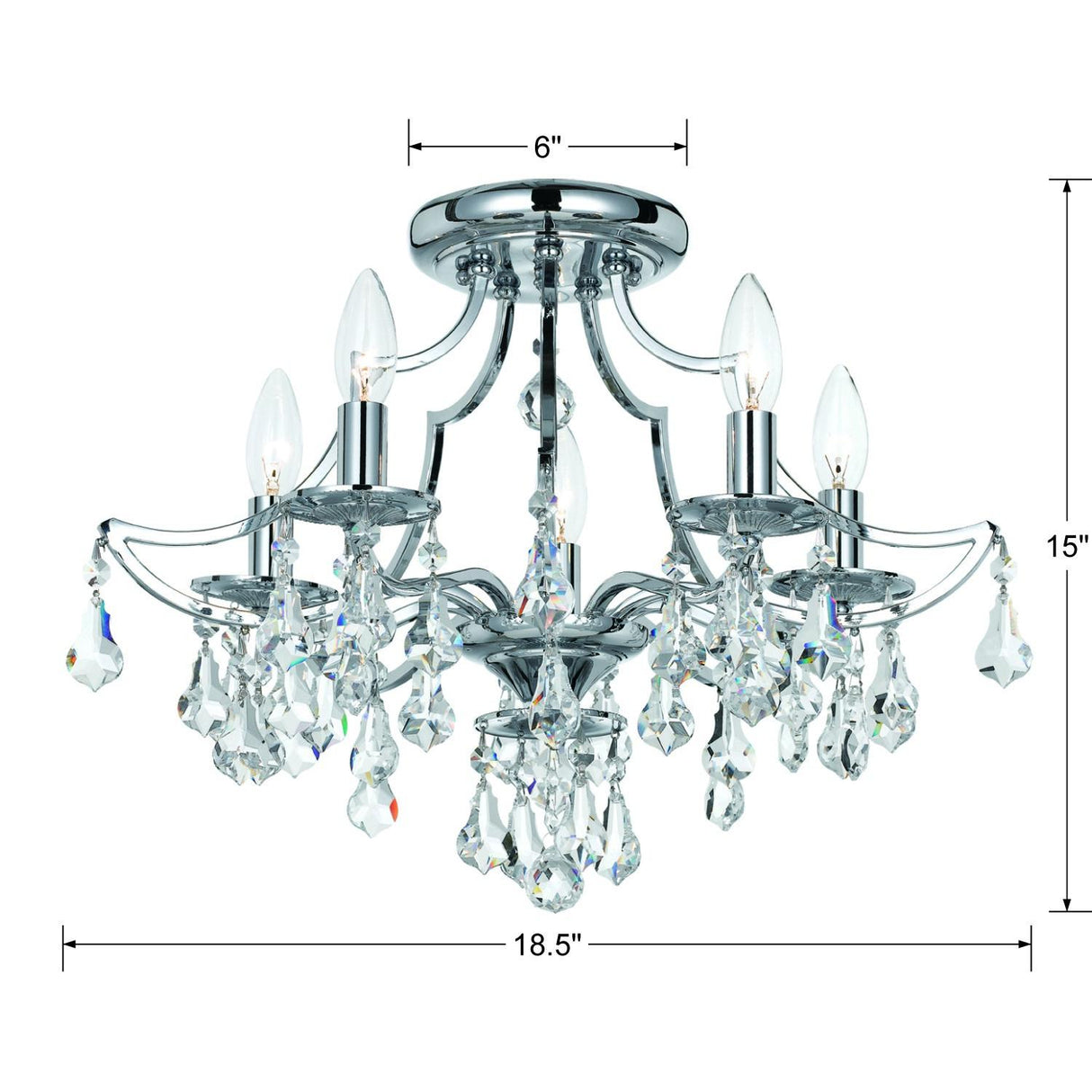 Crystorama Cedar 5 Light Polished Chrome Semi Flush Mount