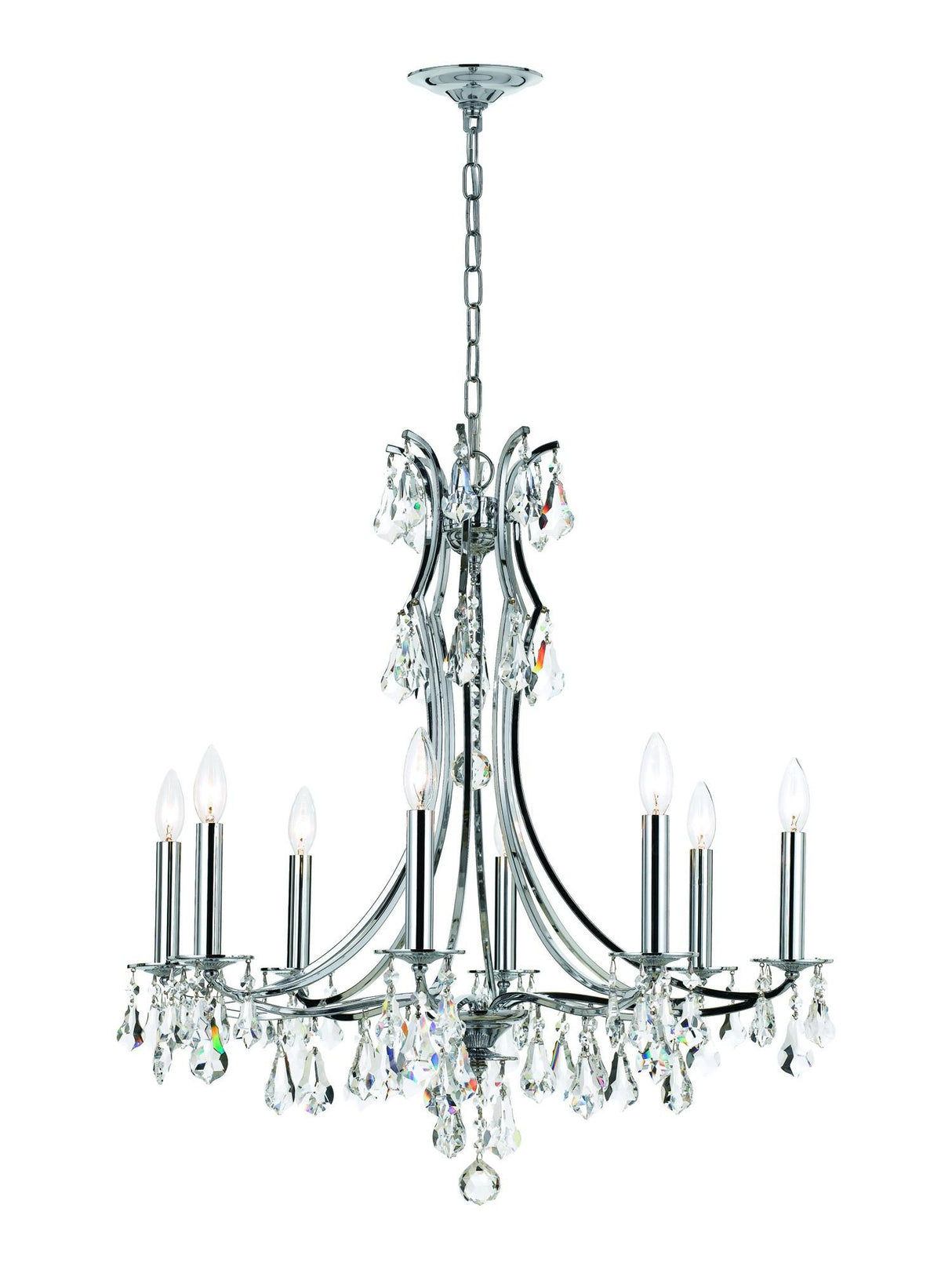 Crystorama Cedar 8 Light Swarovski Strass Crystal Polished Chrome Chandelier