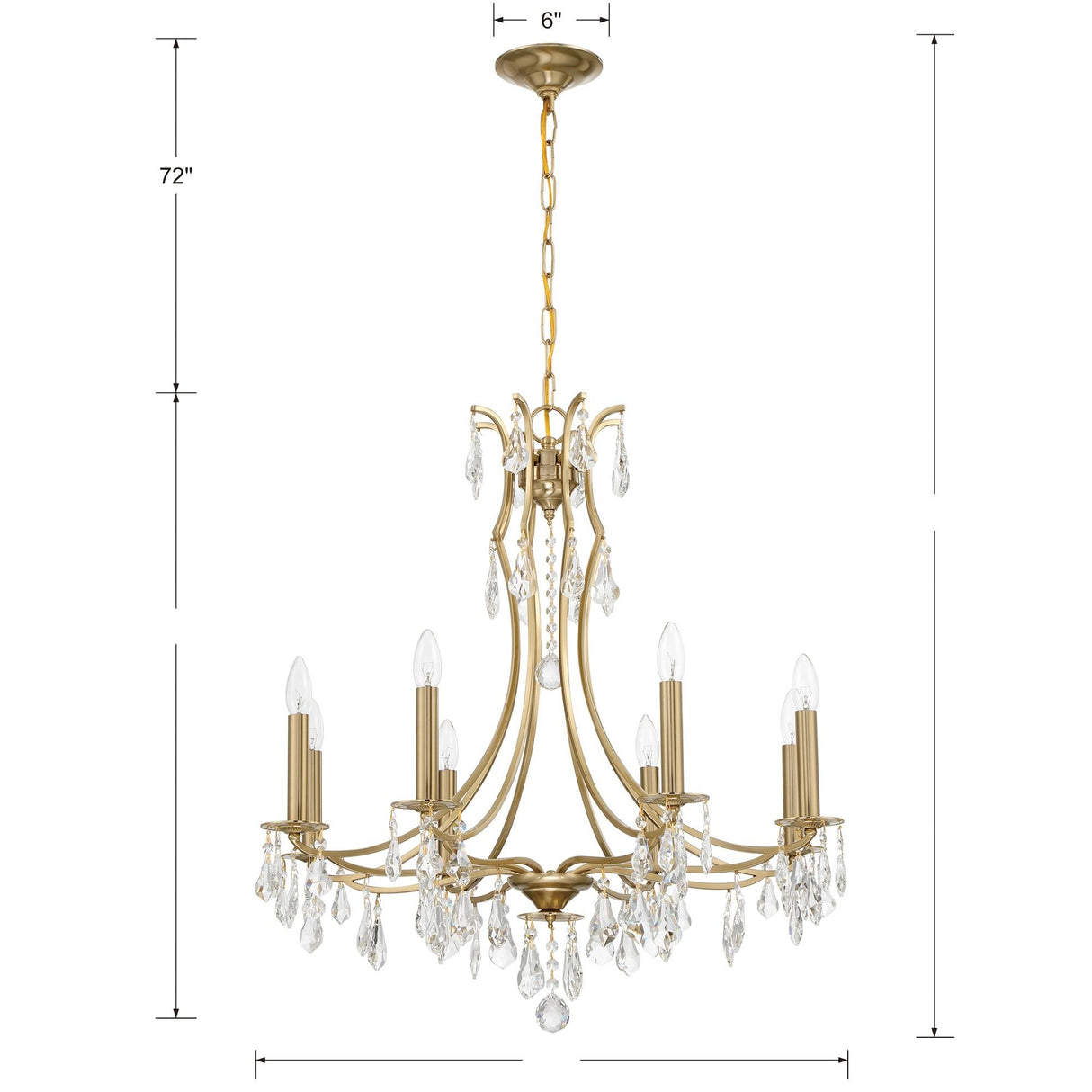 Crystorama Cedar 8 Light Vibrant Gold Chandelier