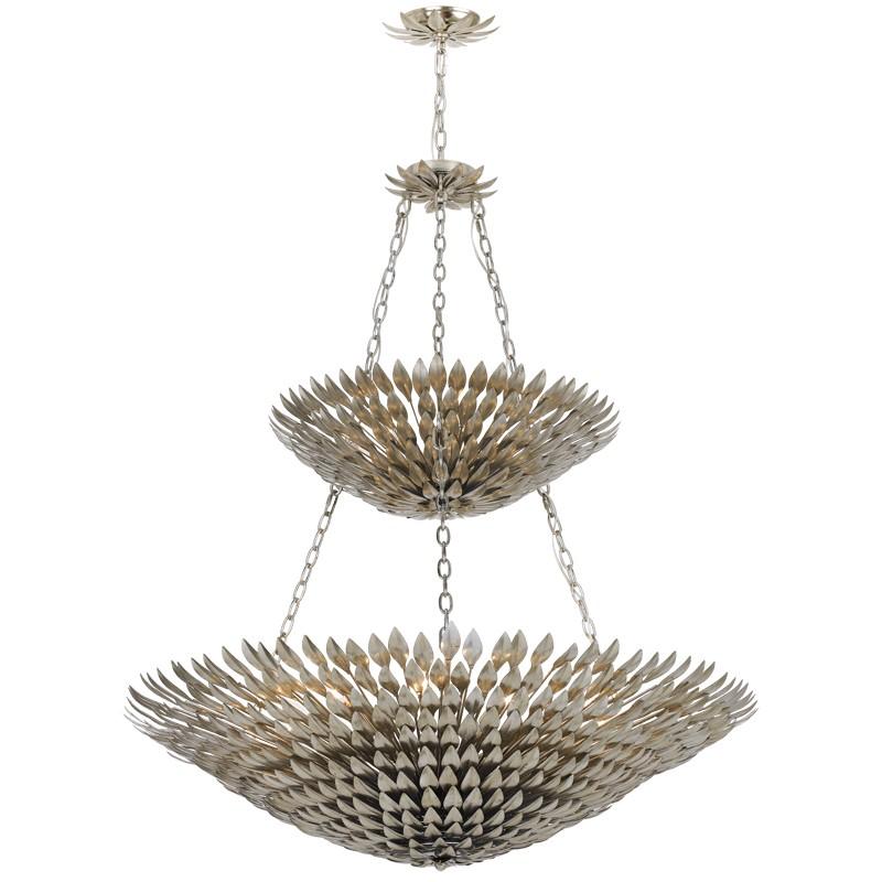 Crystorama Broche 18 Light Antique Silver Leaf Chandelier