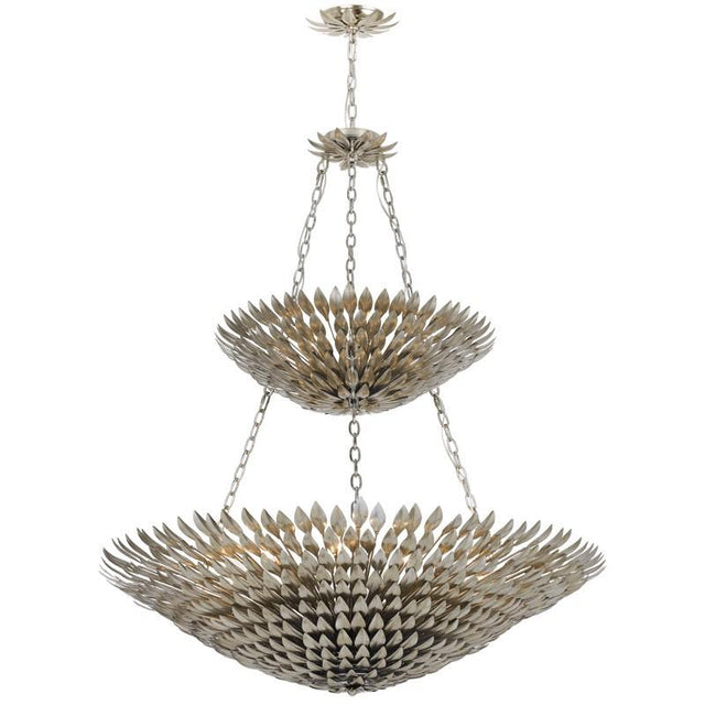 Crystorama Broche 18 Light Antique Silver Leaf Chandelier