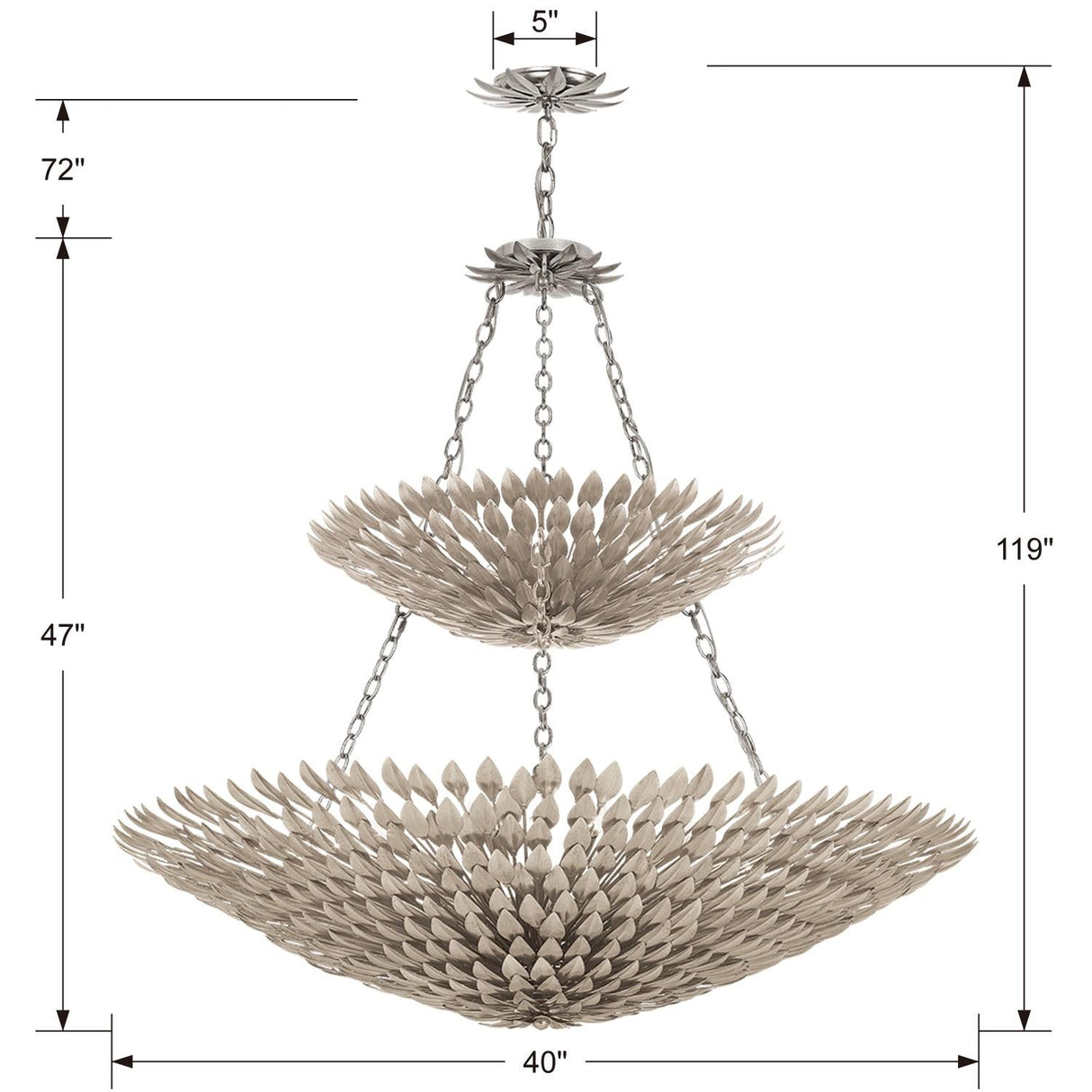 Crystorama Broche 18 Light Antique Silver Leaf Chandelier