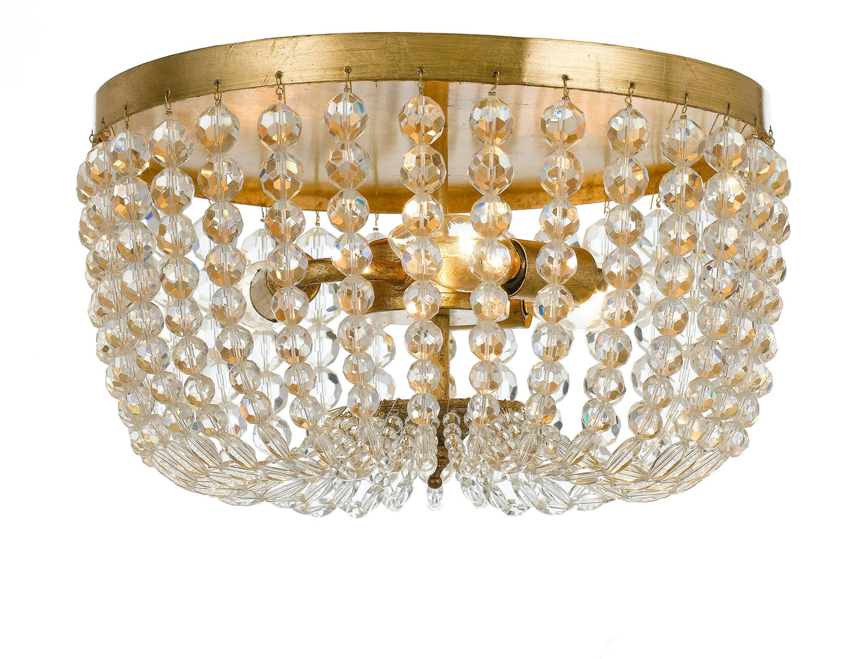 Crystorama Rylee 3 Light Antique Gold Flush Mount