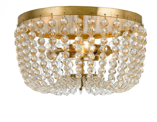 Crystorama Rylee 3 Light Antique Gold Flush Mount