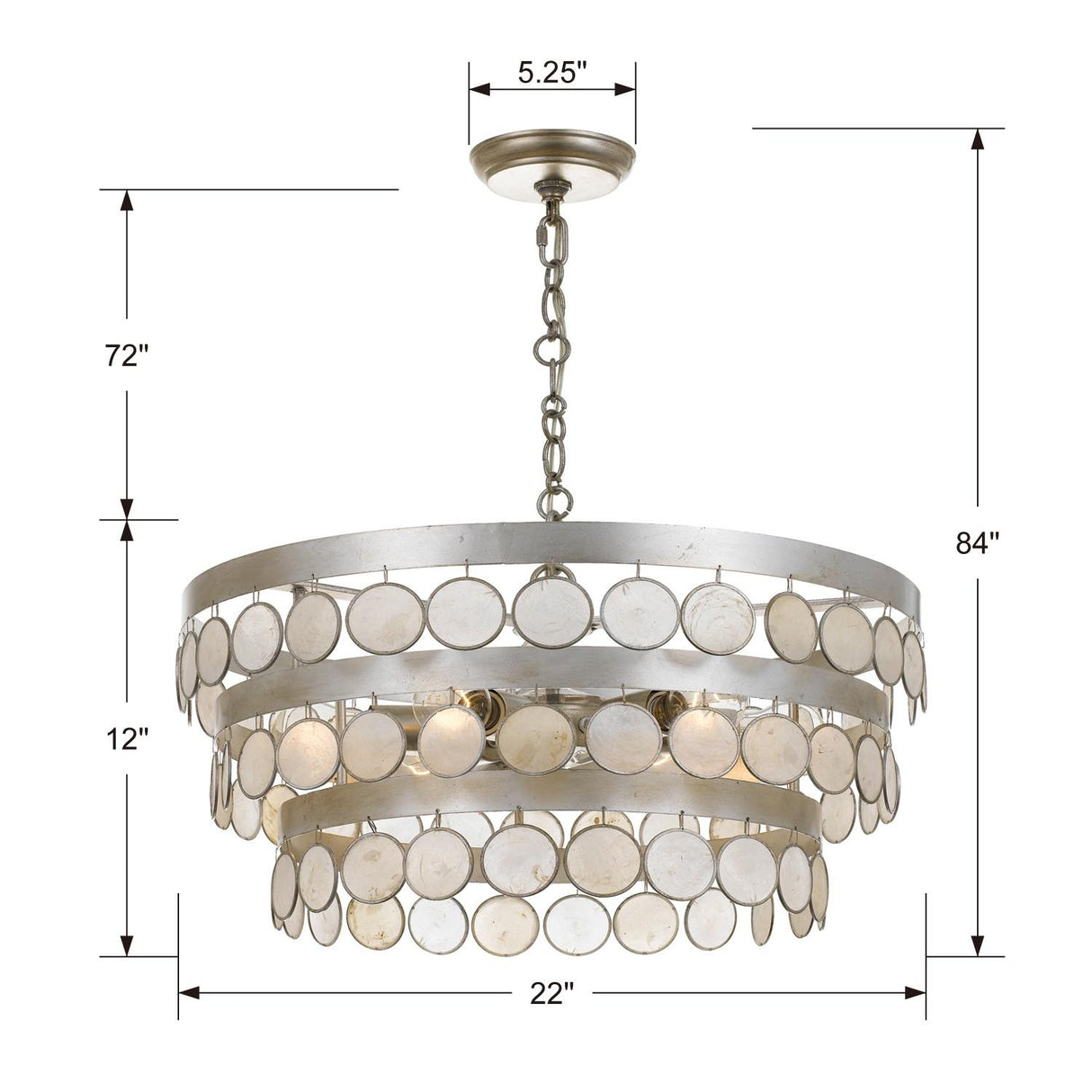 Crystorama Coco 6 Light Antique Silver Chandelier