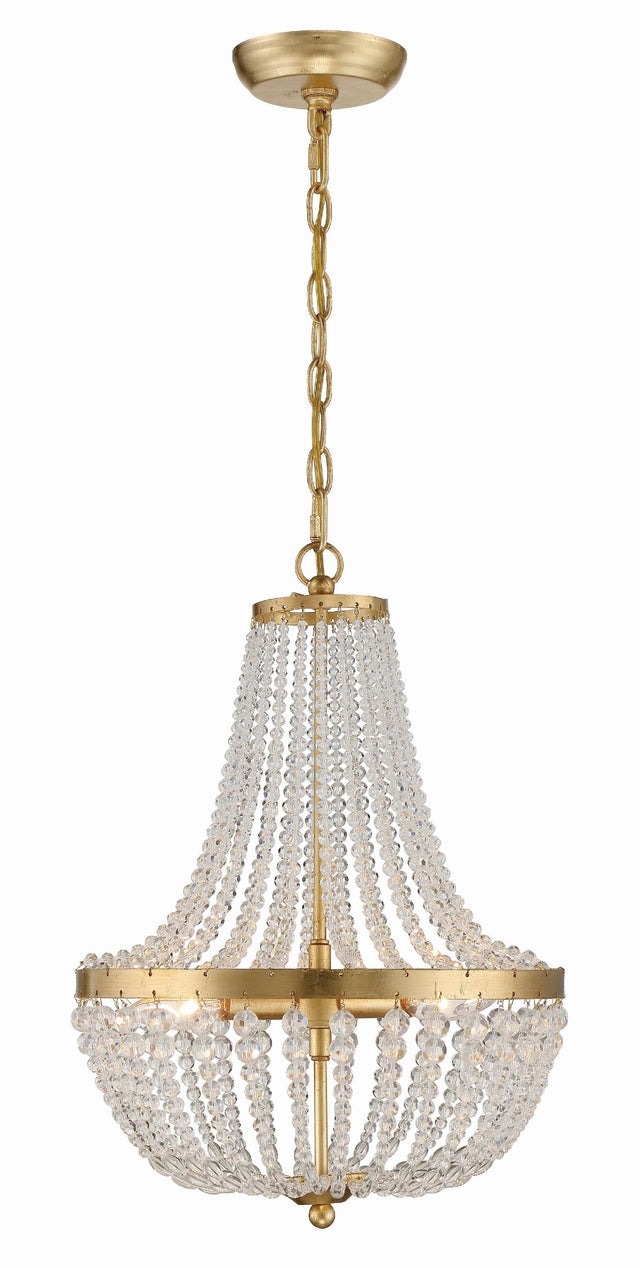 Crystorama Rylee 3 Light Antique Gold Mini Chandelier