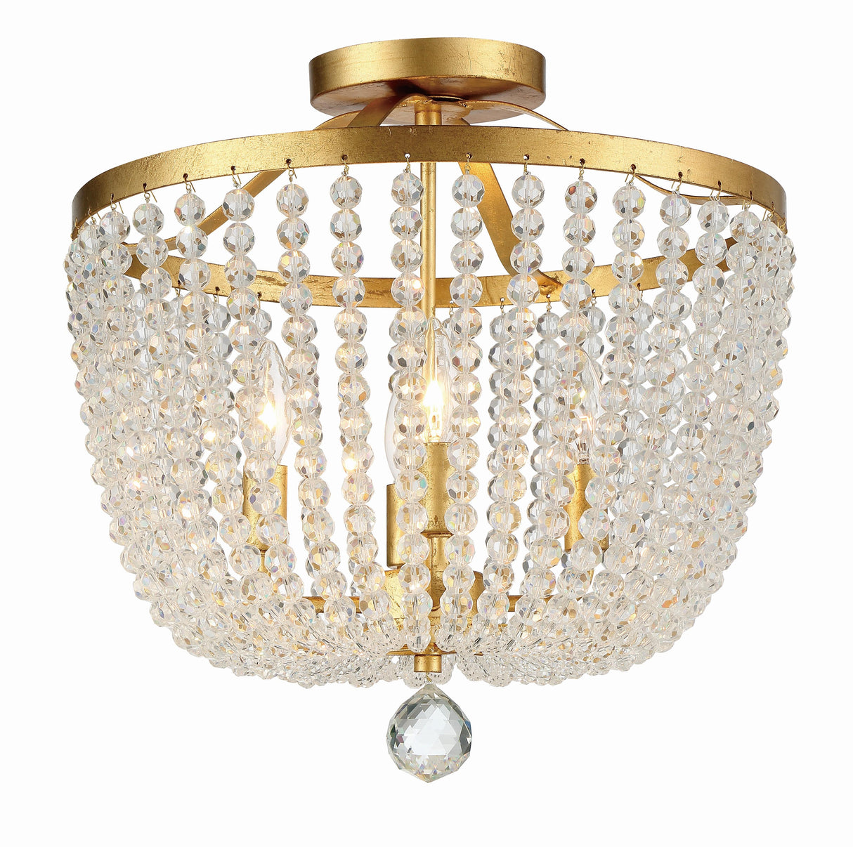 Crystorama Rylee 4 Light Antique Gold Semi Flush Mount