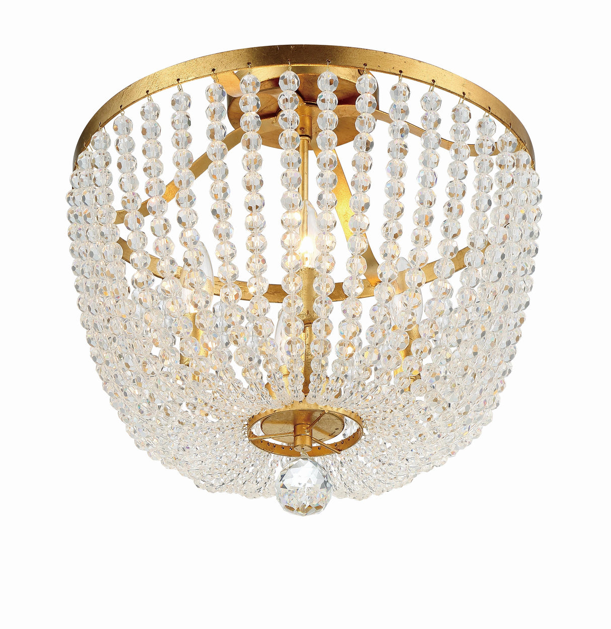 Crystorama Rylee 4 Light Antique Gold Semi Flush Mount