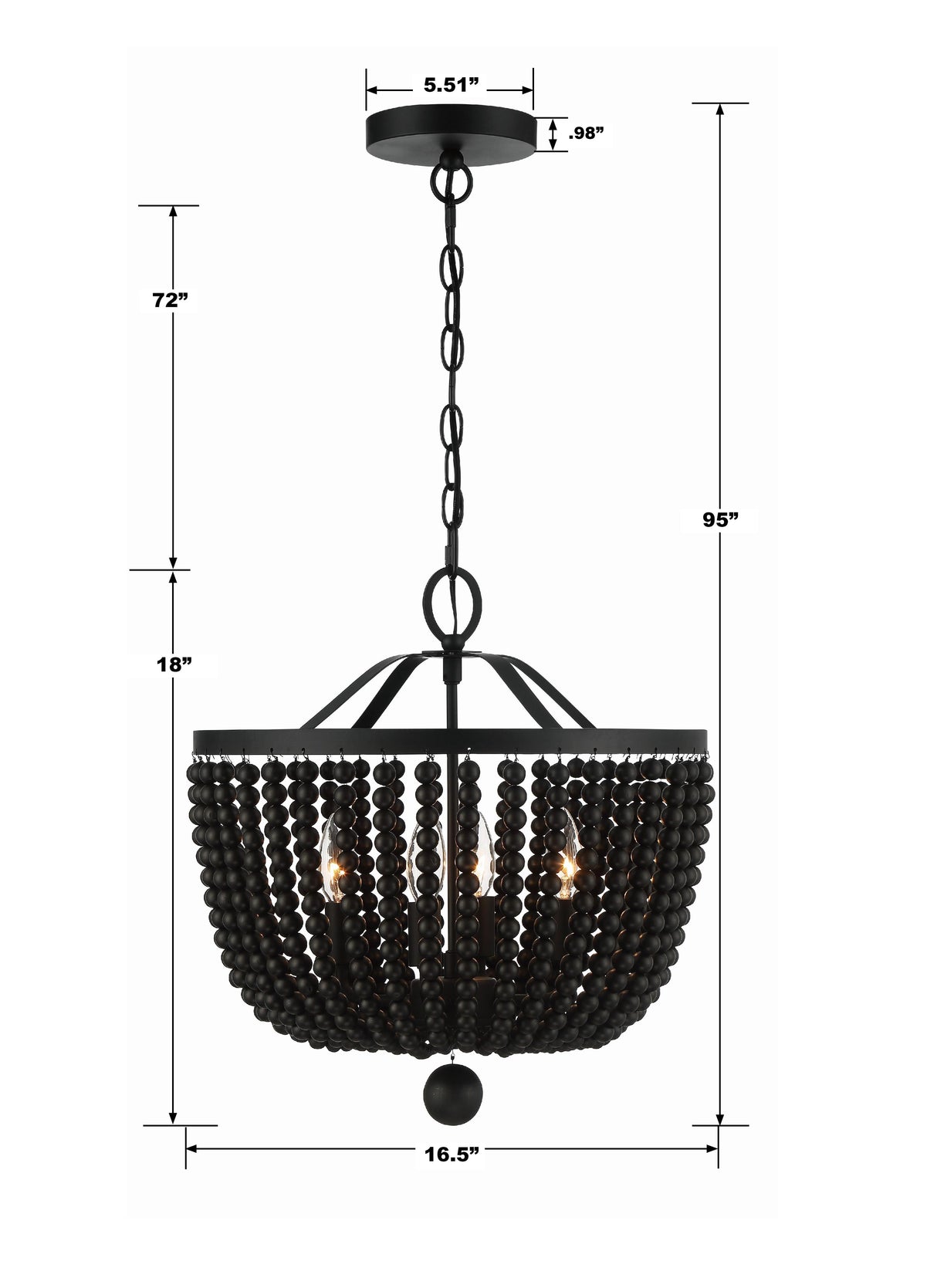 Crystorama Rylee 4 Light Matte Black Chandelier