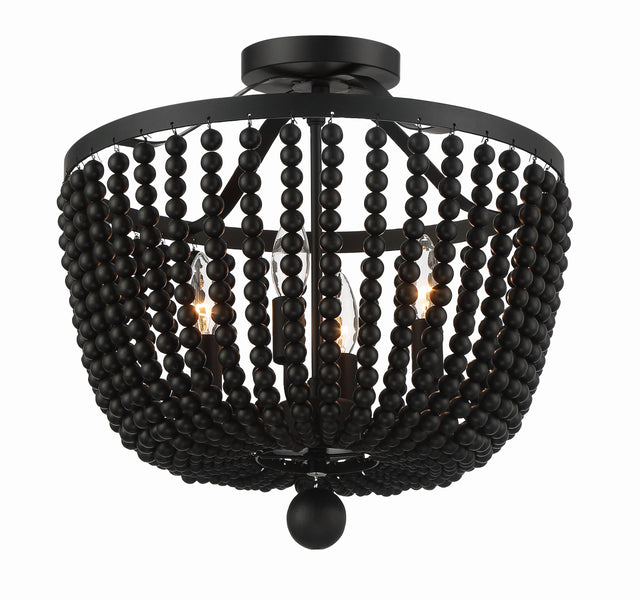 Crystorama Rylee 4 Light Matte Black Semi Flush Mount