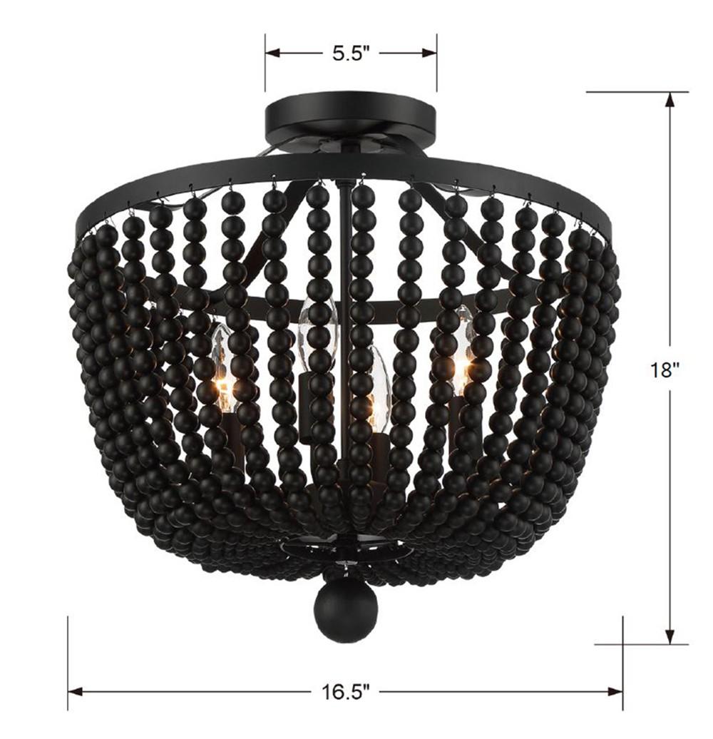 Crystorama Rylee 4 Light Matte Black Semi Flush Mount
