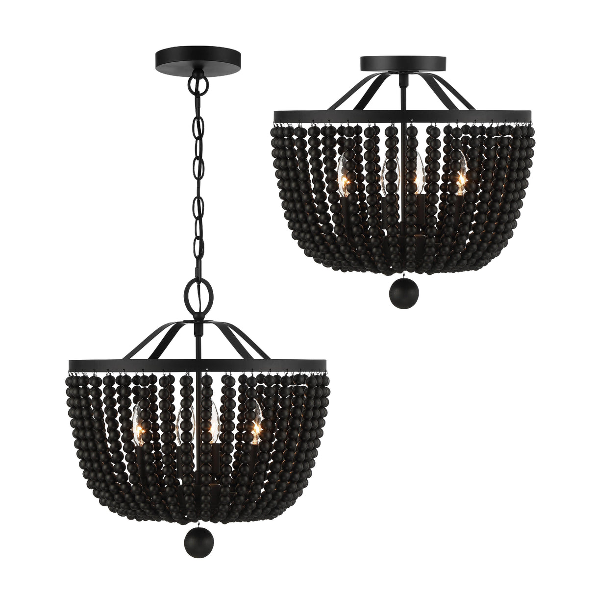 Crystorama Rylee 4 Light Matte Black Semi Flush Mount