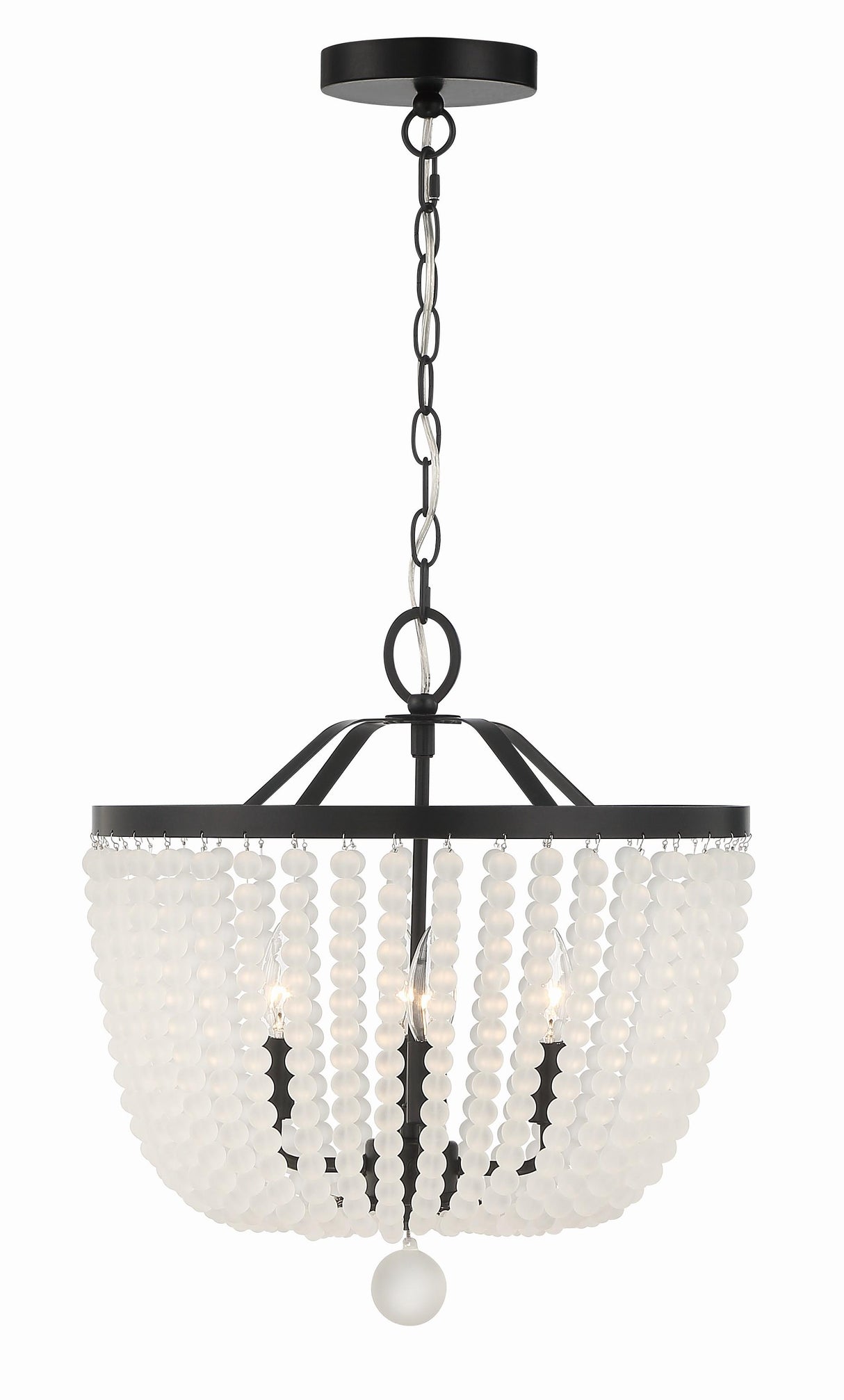 Crystorama Rylee 4 Light Matte Black Frosted Beads Chandelier