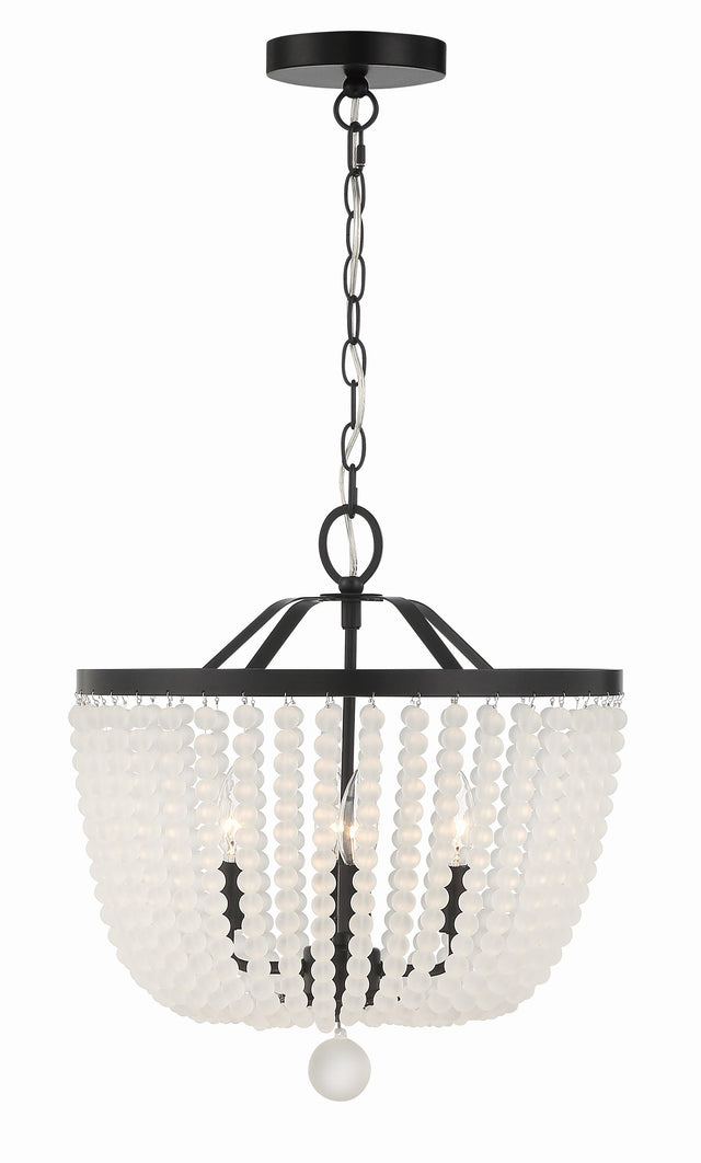 Crystorama Rylee 4 Light Matte Black Frosted Beads Chandelier