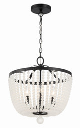 Crystorama Rylee 4 Light Matte Black Frosted Beads Chandelier