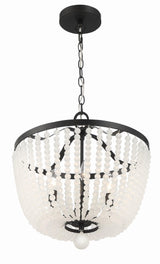 Crystorama Rylee 4 Light Matte Black Frosted Beads Chandelier
