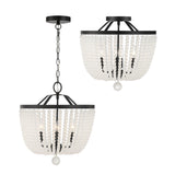 Crystorama Rylee 4 Light Matte Black Frosted Beads Chandelier