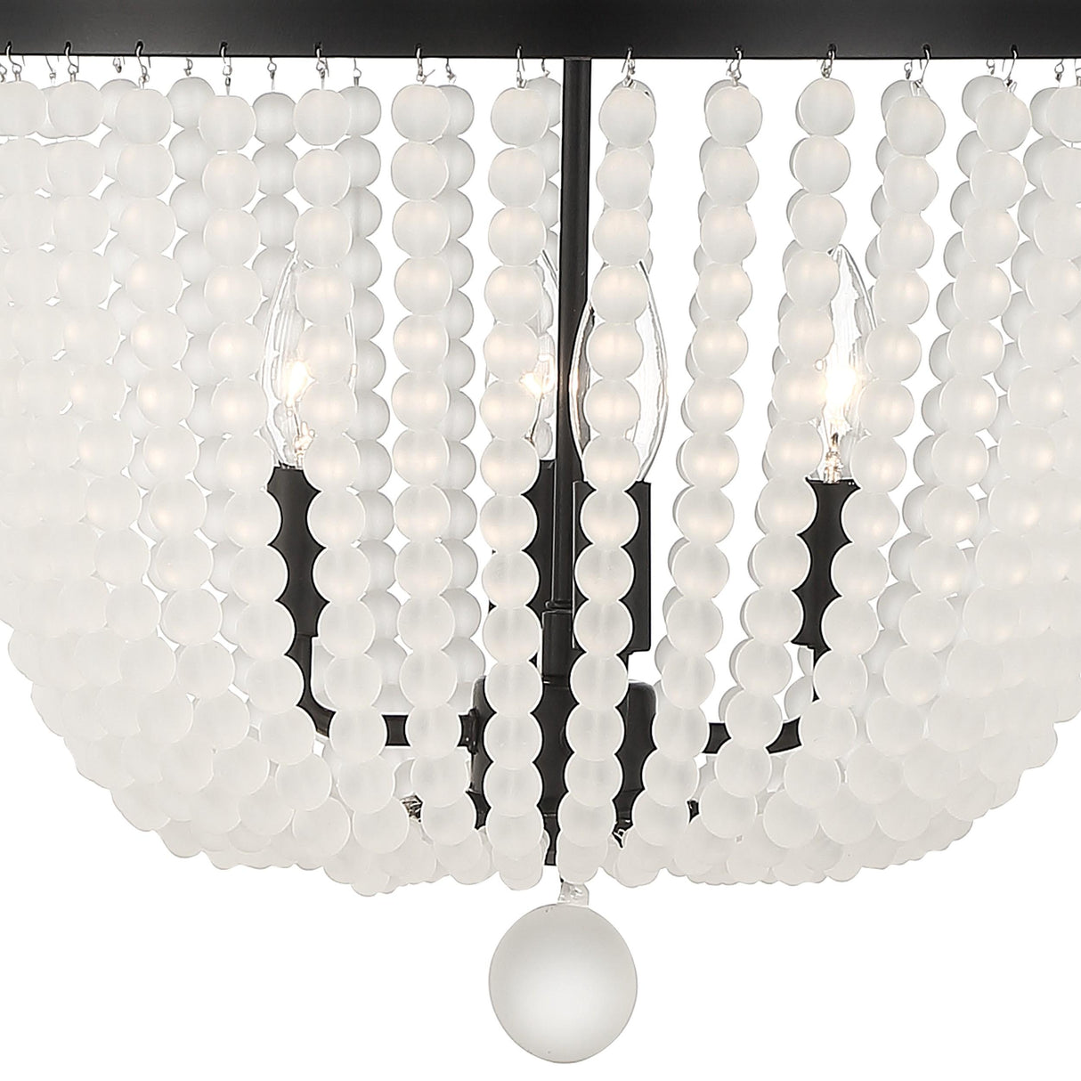 Crystorama Rylee 4 Light Matte Black Frosted Beads Chandelier